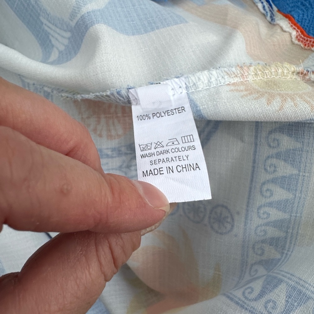 Contrast Sleeve Nautical Print Shirt EUC - Picture 5 of 8